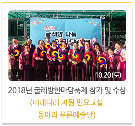 2018년 굴레방한마당축제 참가 및 수상